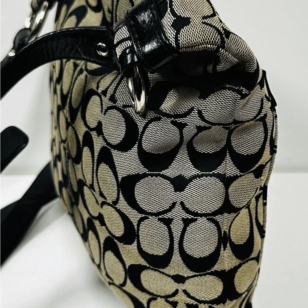 Coach Black and Tan Signature Shoulder Bag
